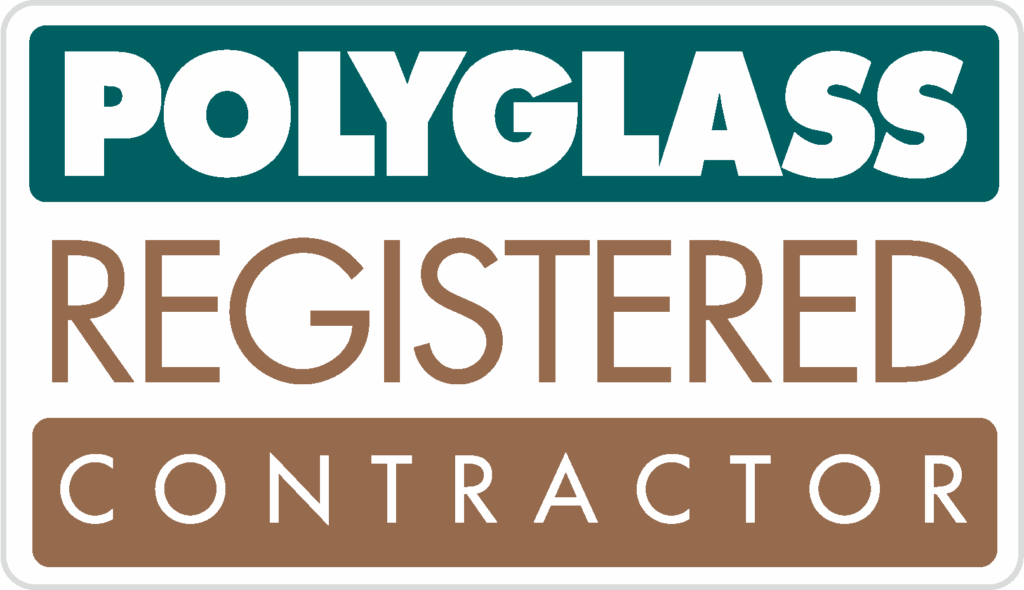 Polyglass registered contractor logo, emphasizing quality roofing services for residential and commercial properties.