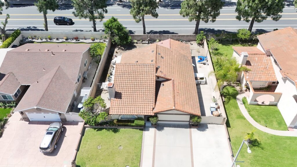 Clay tile roof on a Camarillo home seen from above, an Infinity Roofers job